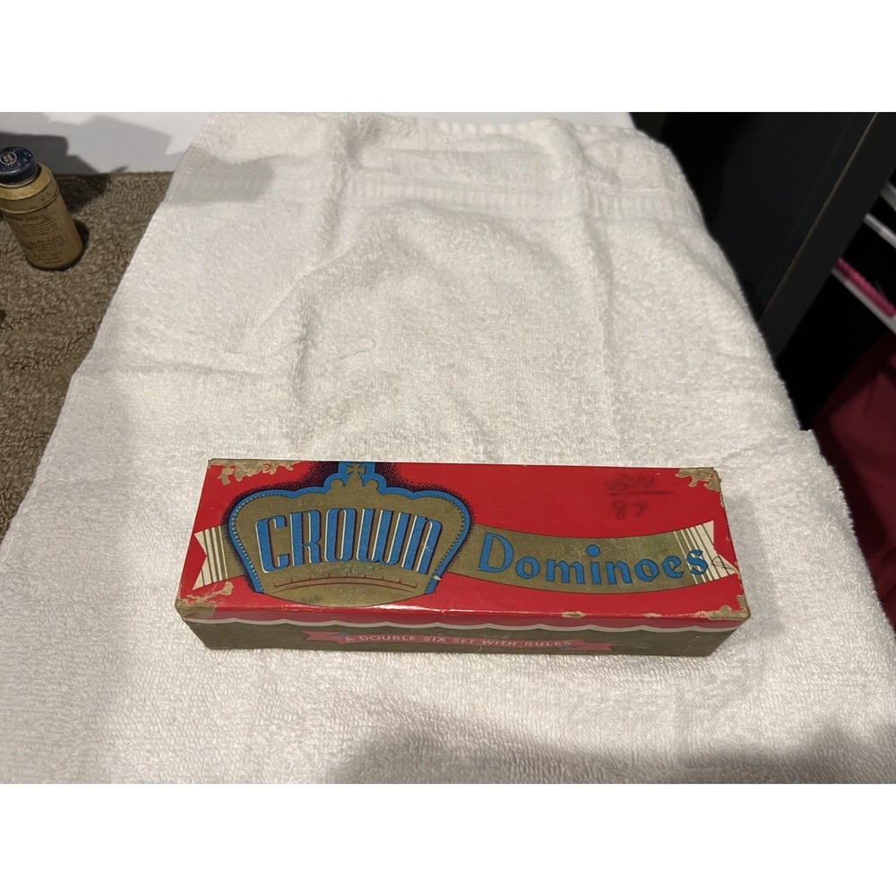 Vintage ~ Halsam Crown Dominoes Double Six Set No. 220 Original Box